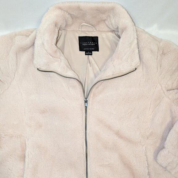 Sanctuary | Mock Neck Faux Fur Jacket in "Maple" Cream | Size Large - Picture 11 of 15